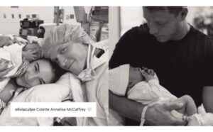 Olivia Culpo Welcomes First Child With NFL Star Christian McCaffrey after scary delivery and reveal baby's name with french twist ......In a heartwarming carousel of black-and-white photos, Olivia captured their first moments as a family of three at the hospital, giving a glimpse of their new arrival.One snap shows the tiniest arm of baby Colette resting on a fuzzy blanket, while another picture features the beaming parents cuddling their bundle of joy, with the newborn adorably hiding her face with her tiny hand. See more adorable 😍 photos