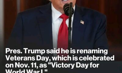 Breaking: President Donald Trump said that he is renaming Veterans Day, which is celebrated on Nov. 11, as “Victory Day for World War I.” See More