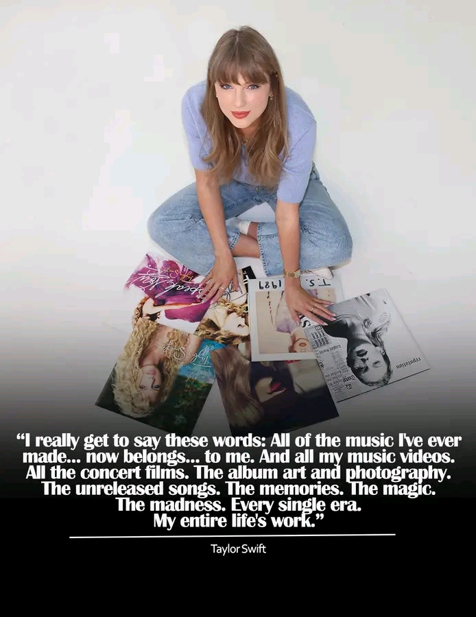 Taylor Swift celebrates reclaiming her music catalog after six years, calling it her entire life's work.