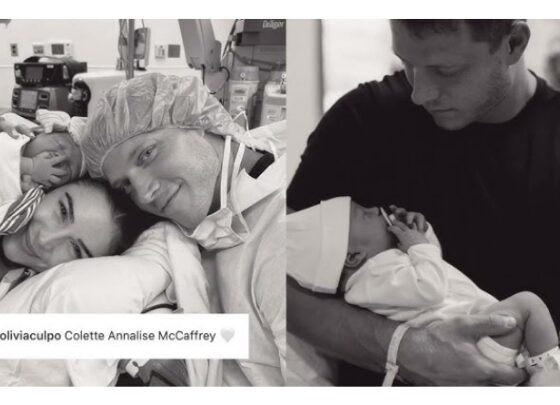 Olivia Culpo Welcomes First Child With NFL Star Christian McCaffrey after scary delivery and reveal baby's name with french twist ......In a heartwarming carousel of black-and-white photos, Olivia captured their first moments as a family of three at the hospital, giving a glimpse of their new arrival.One snap shows the tiniest arm of baby Colette resting on a fuzzy blanket, while another picture features the beaming parents cuddling their bundle of joy, with the newborn adorably hiding her face with her tiny hand. See more adorable 😍 photos